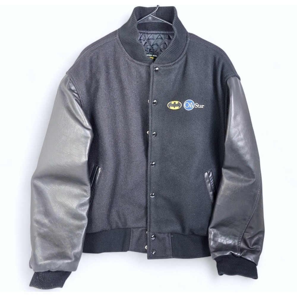 Vintage Warner Bros Batman OnStar Promo Varsity Jacket Mens Medium Black Wool